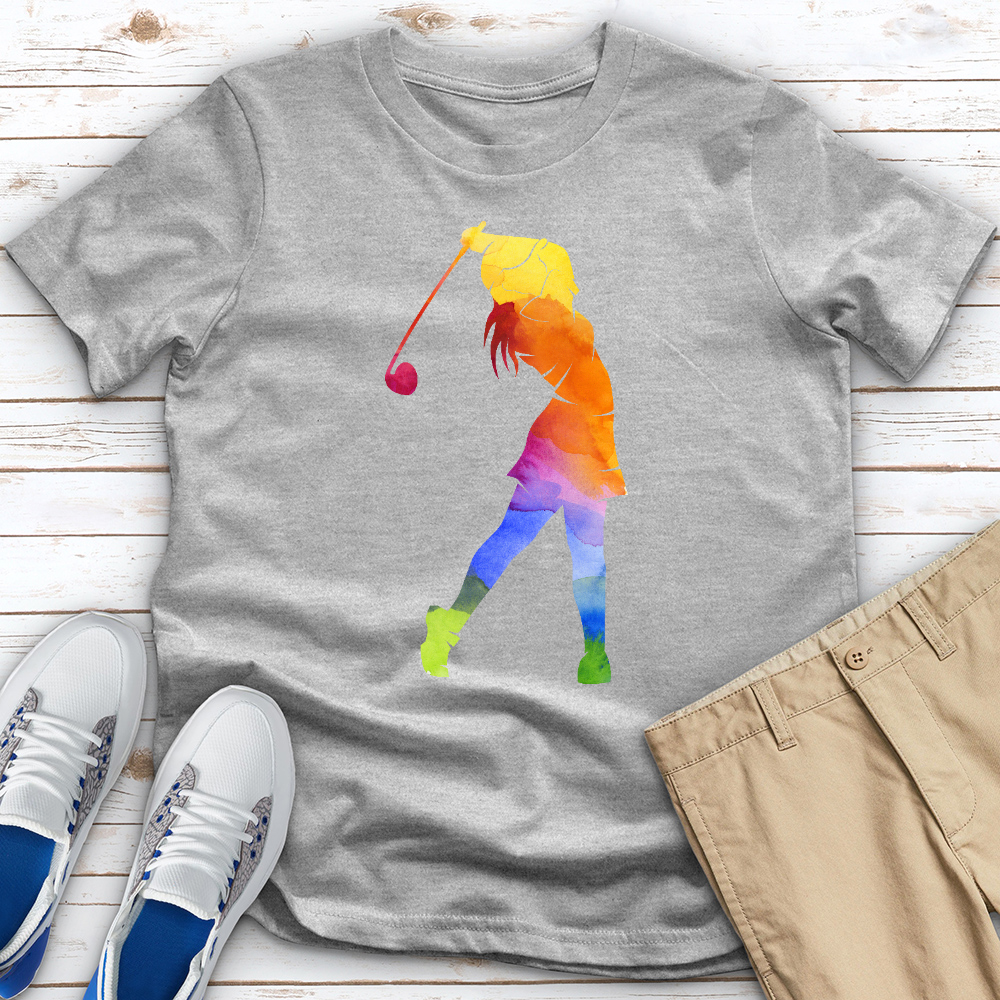 Watercolor Female Golfer 2 Tee