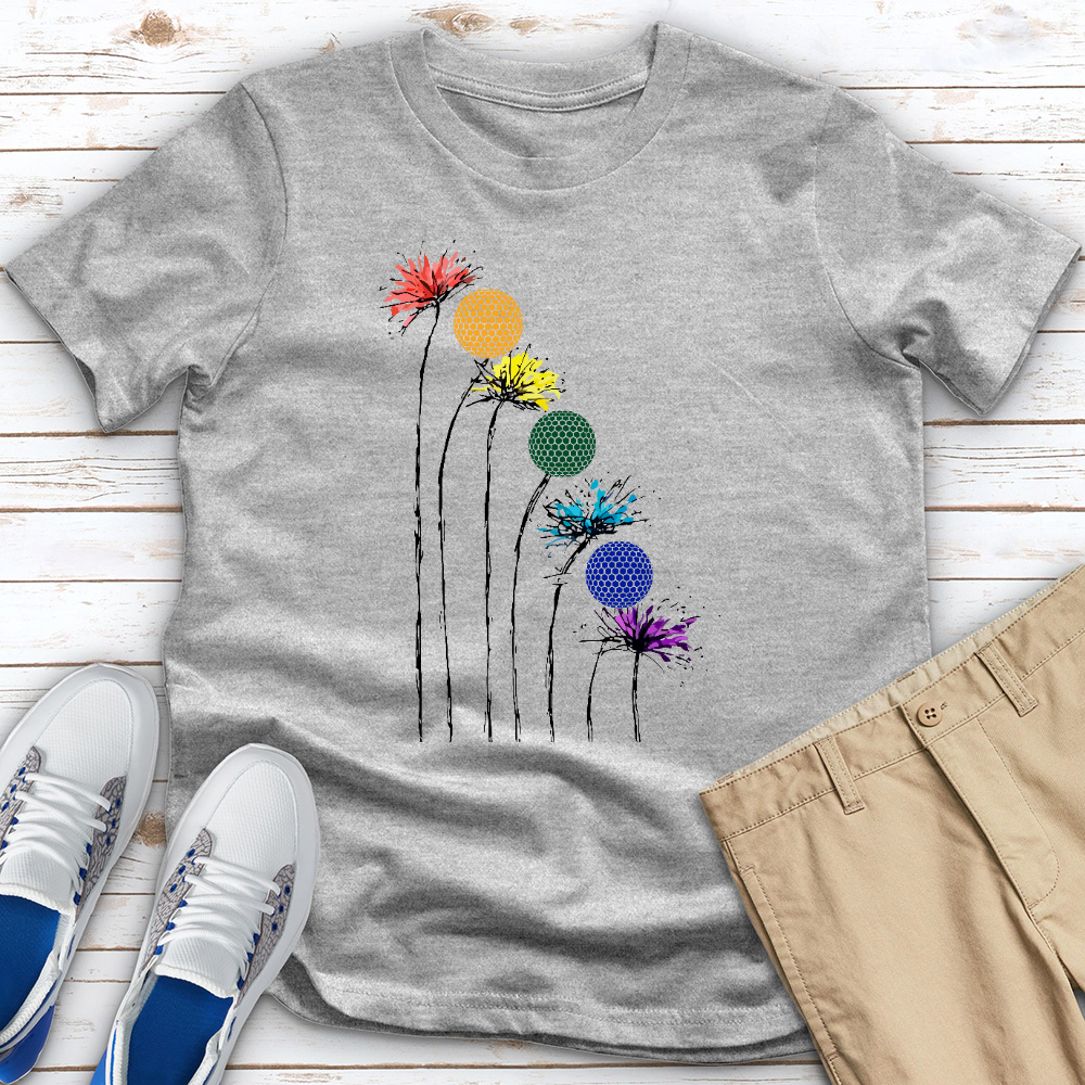 Rainbow Dandelion Golf Heathered Tee