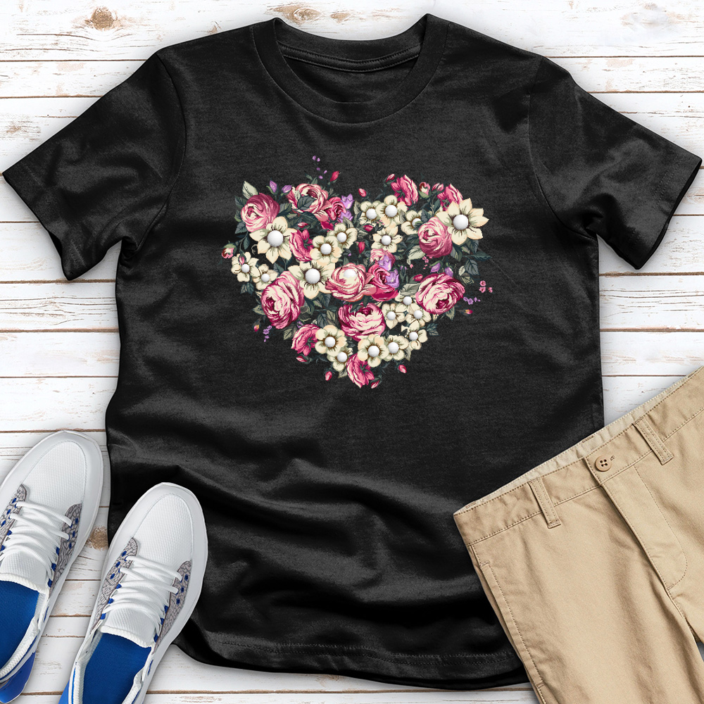 Floral Heart Golf Heathered Tee