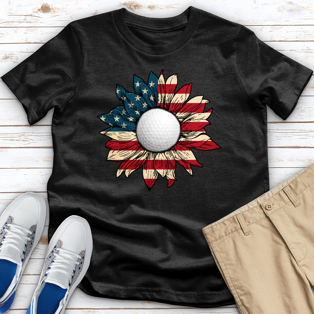 USA Flower To Golf Ball Heathered Tee