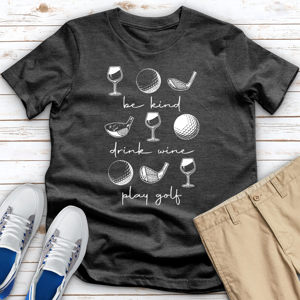 Be Kind Play Golf Heathered Tee