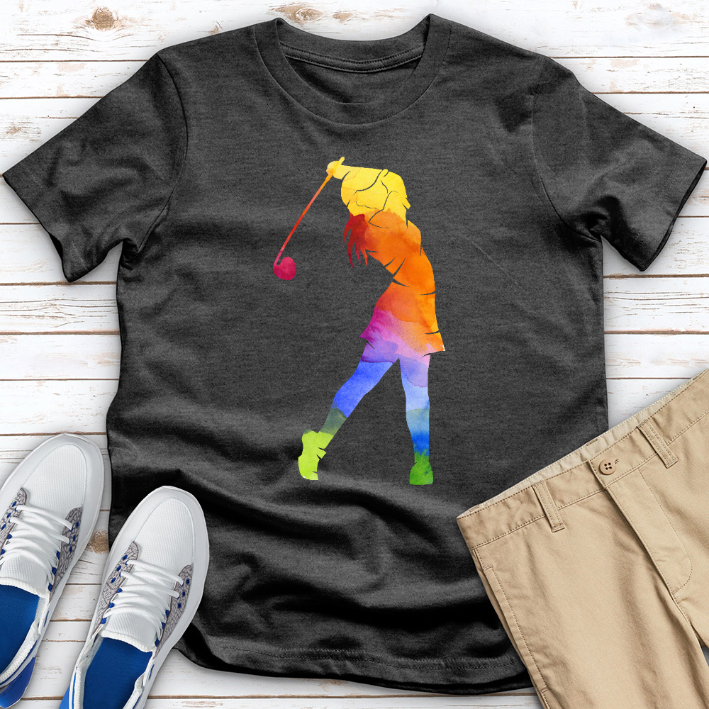 Watercolor Female Golfer 2 Heathered Tee