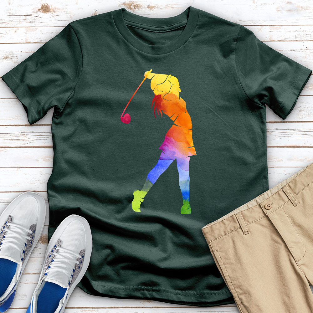 Watercolor Female Golfer 2 Tee