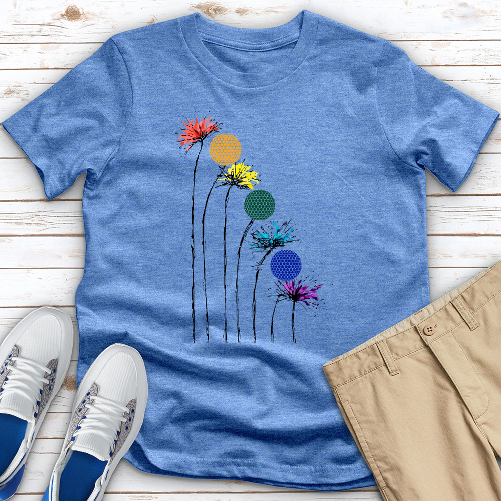 Rainbow Dandelion Golf Heathered Tee