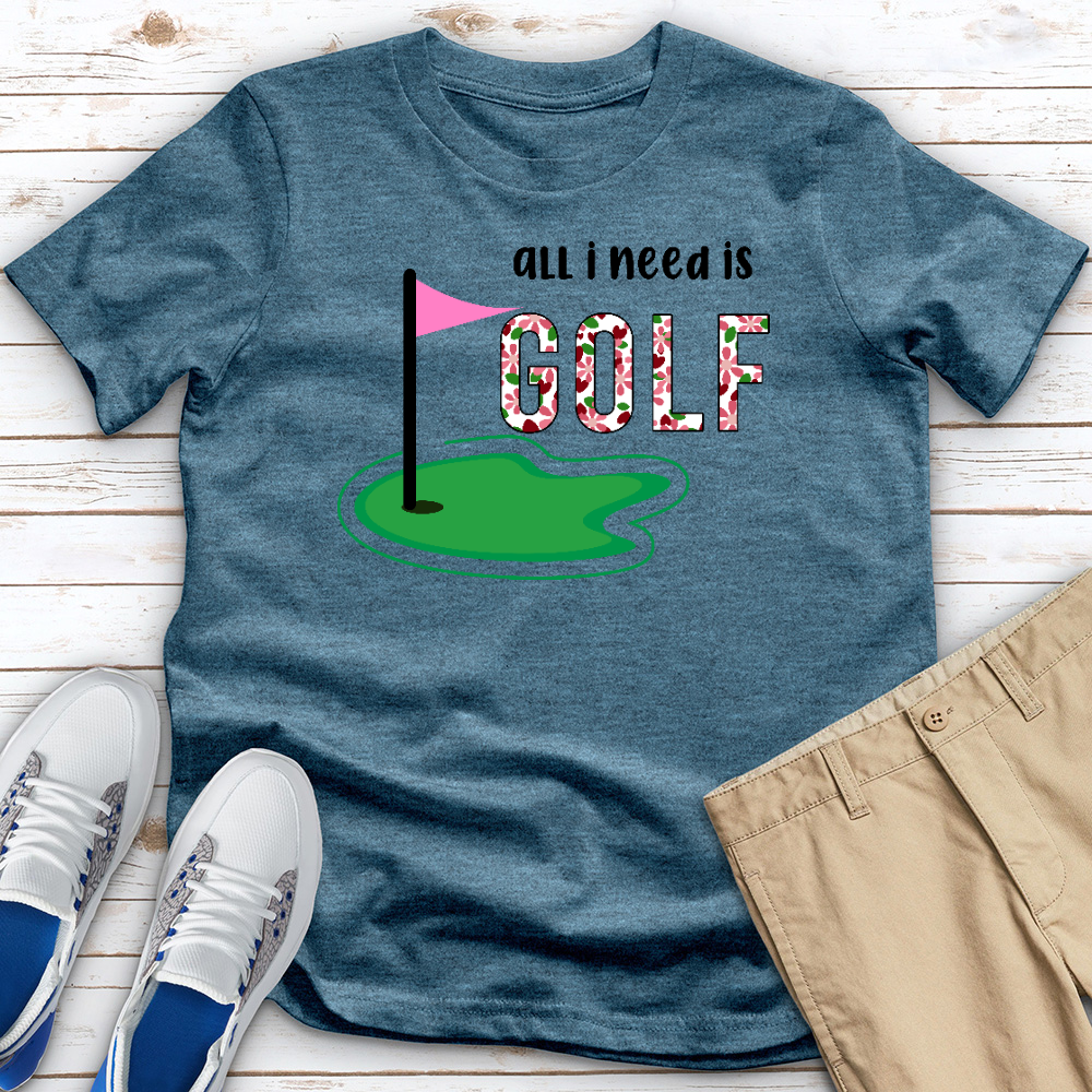 All I Need Is Golf Floral Heathered Tee