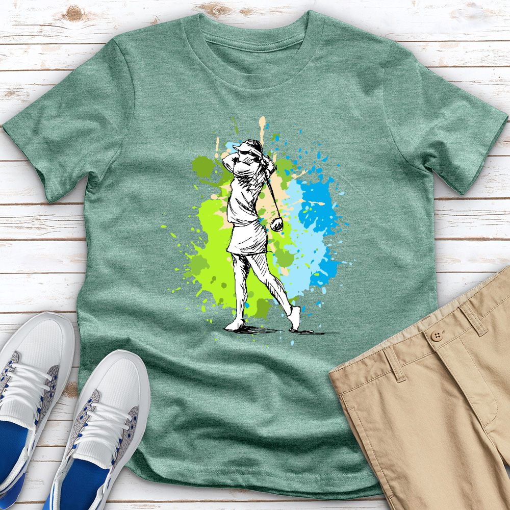 Female Golfer 4 Heathered Tee