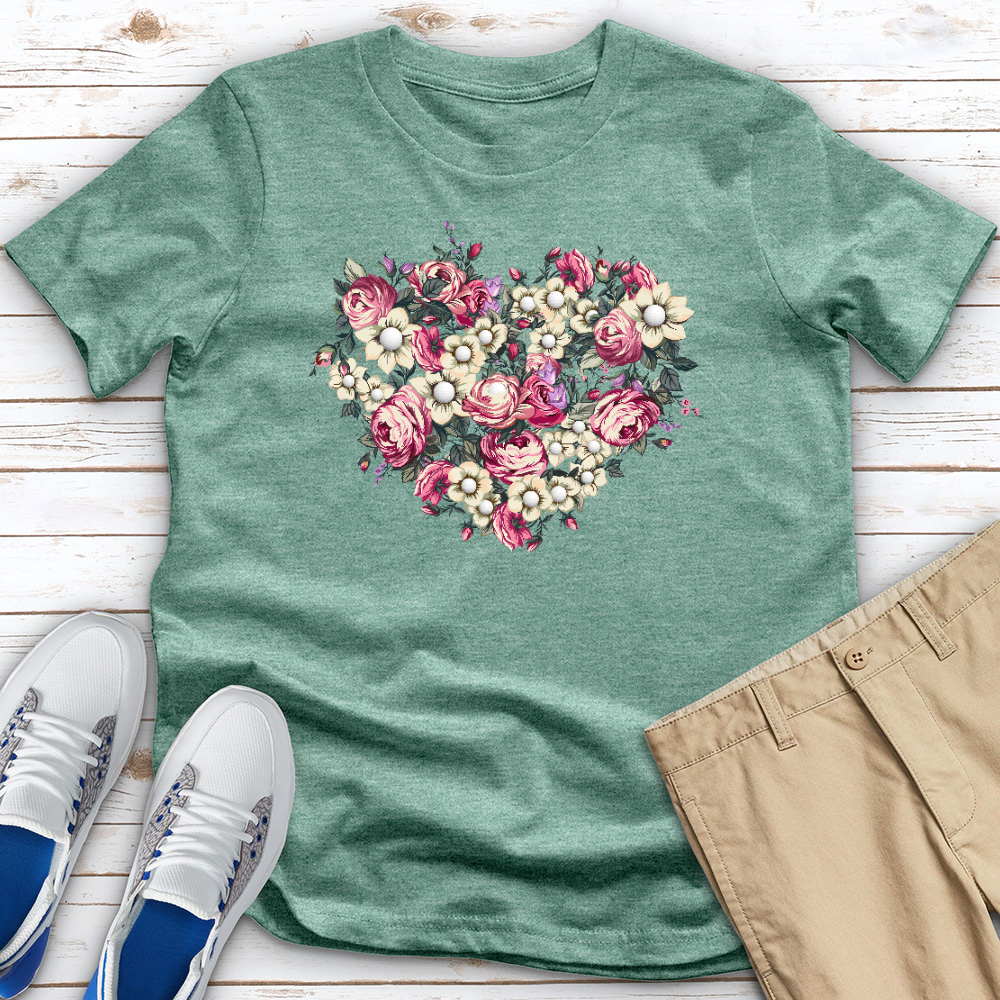 Floral Heart Golf Heathered Tee