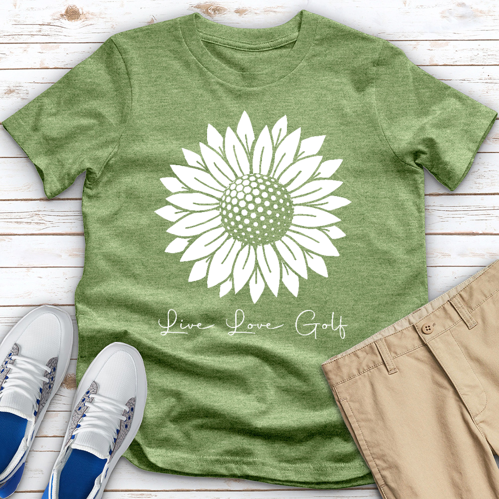 Live Love Golf Sunflower Ball Heathered Tee