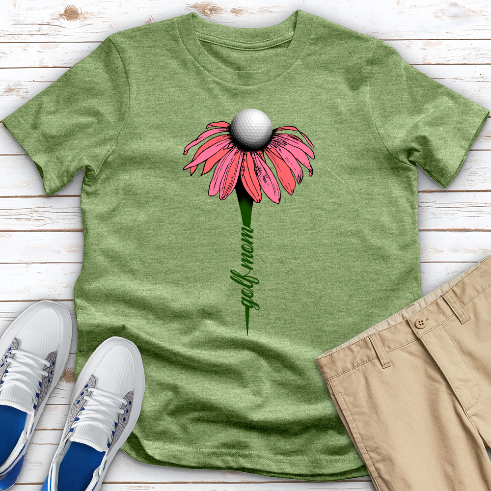 Golf Mom Flower Heathered Tee