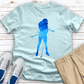 Blue Watercolor Splash Female Golfer Tee