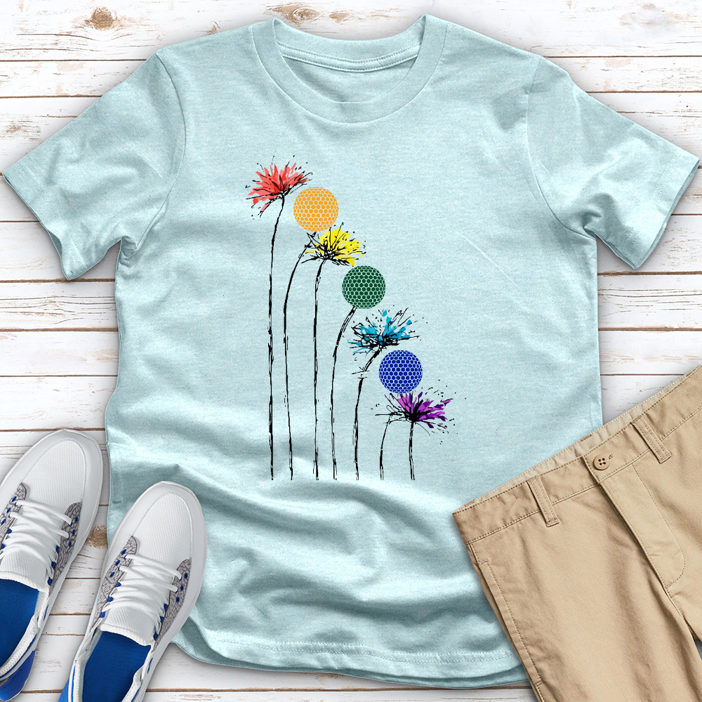 Rainbow Dandelion Golf Heathered Tee