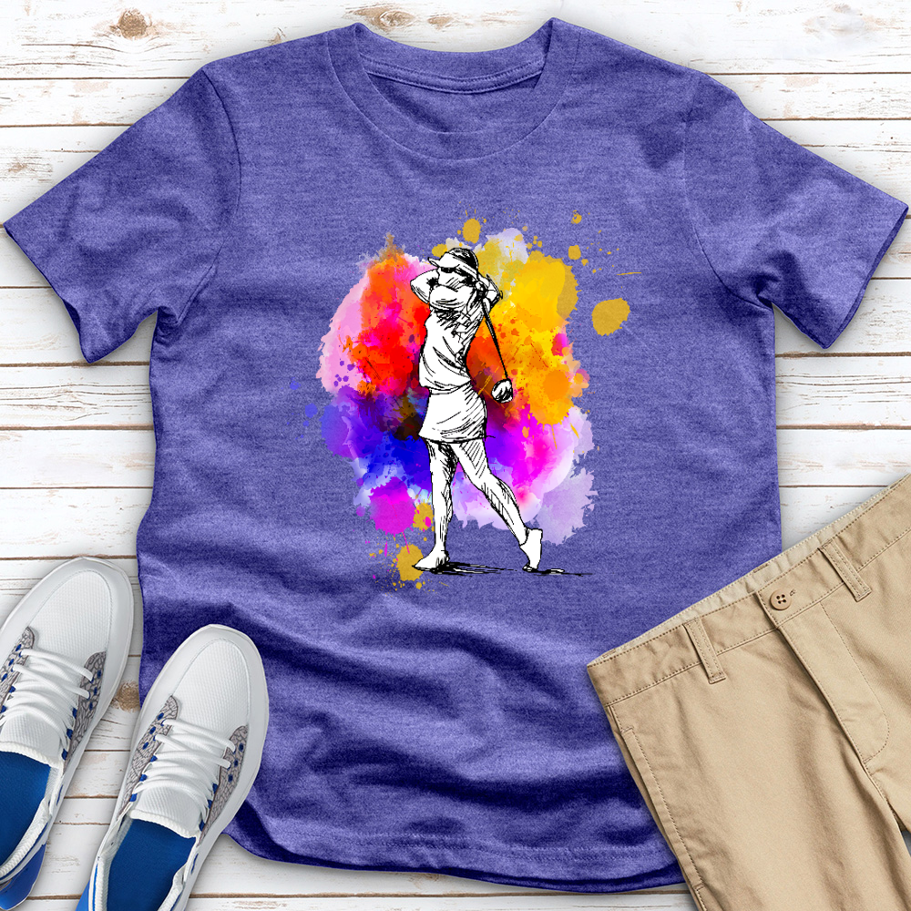 Watercolor Female Golfer 3 Heathered Tee