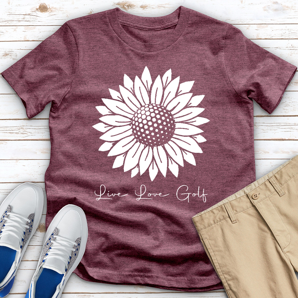 Live Love Golf Sunflower Ball Heathered Tee