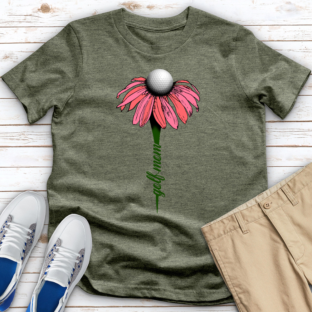 Golf Mom Flower Heathered Tee