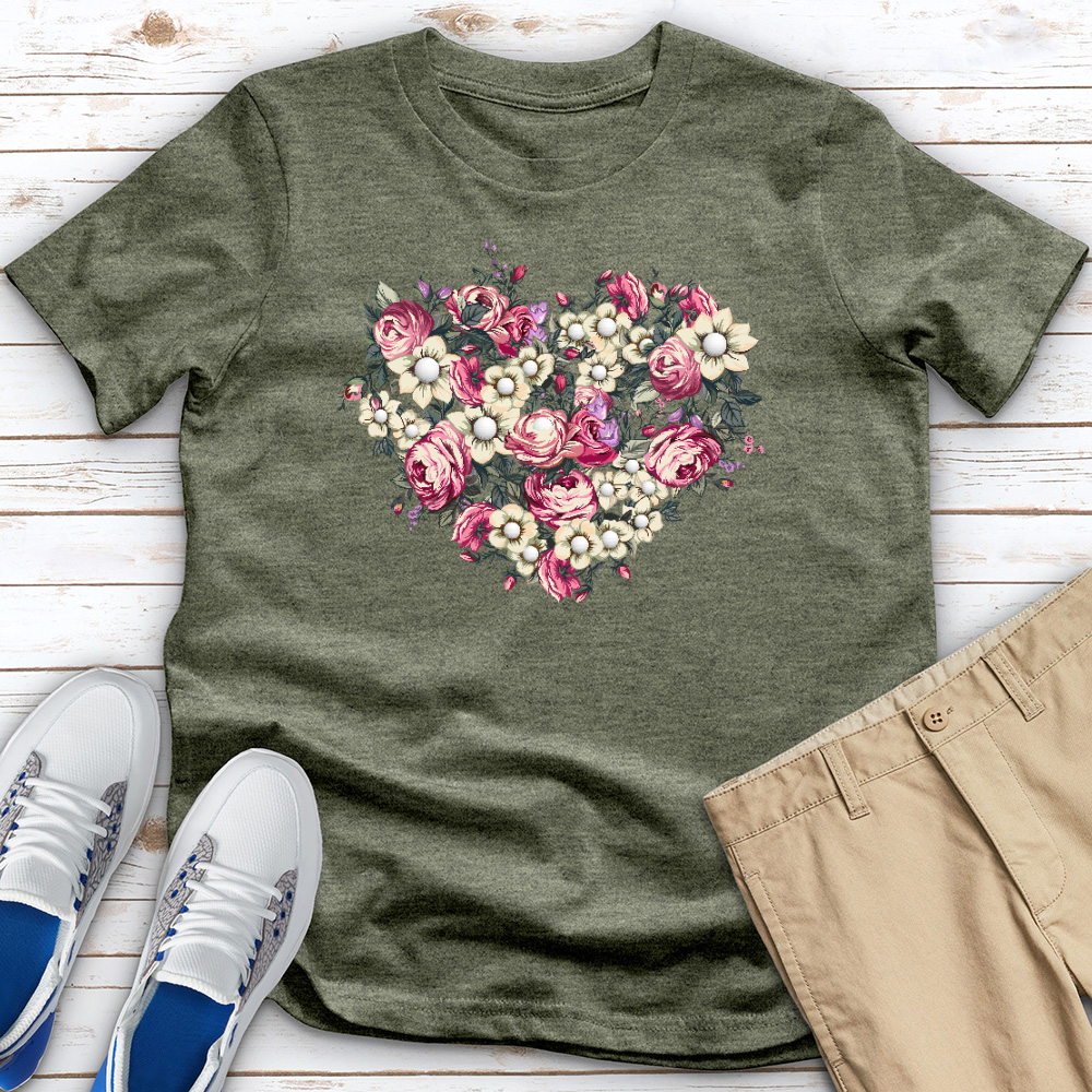 Floral Heart Golf Heathered Tee