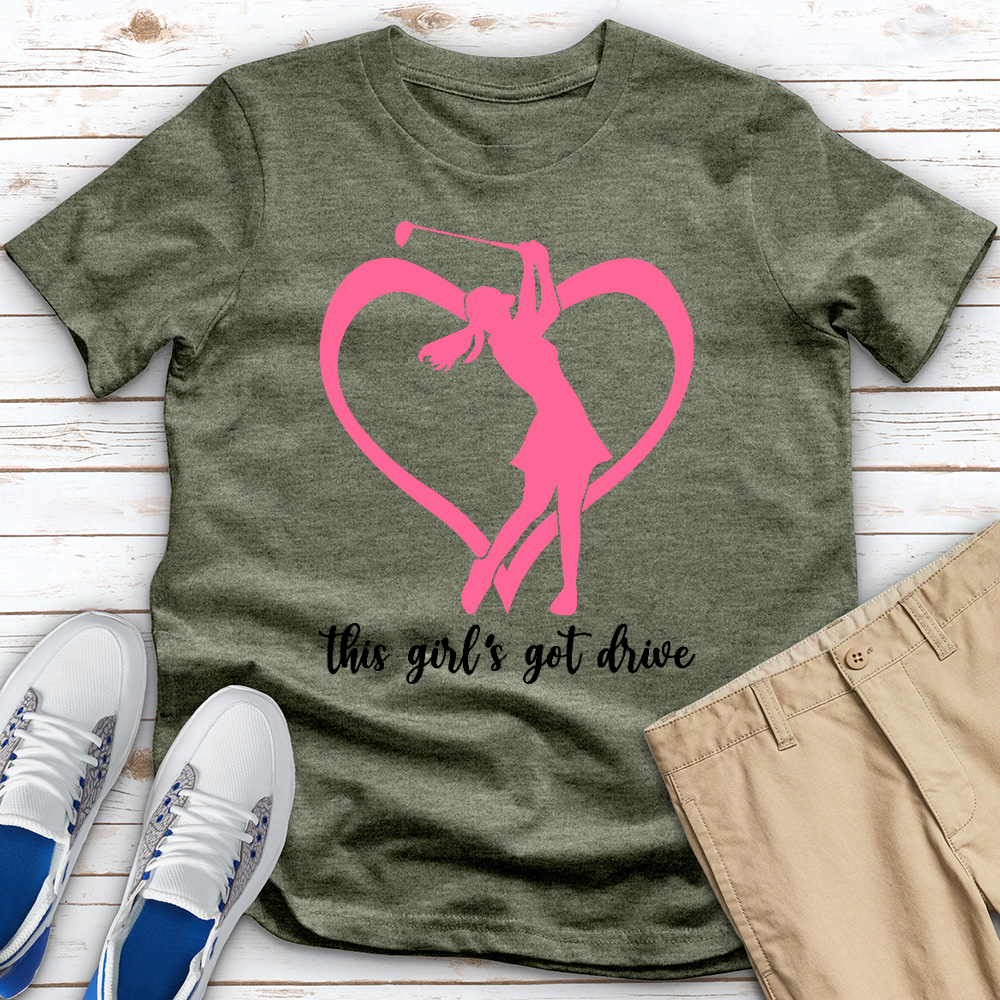 This Girls Got Drive Heart Heathered Tee