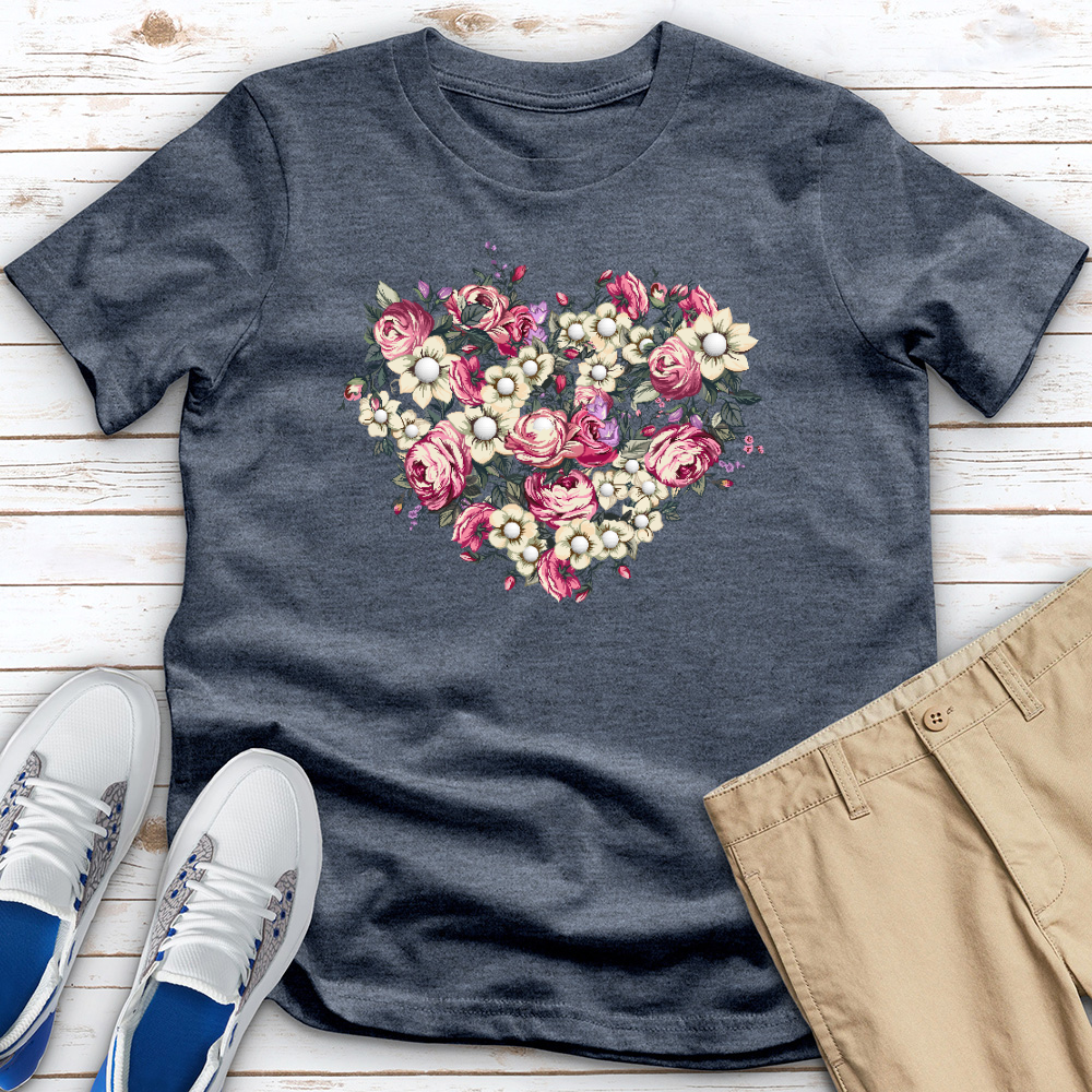 Floral Heart Golf Heathered Tee