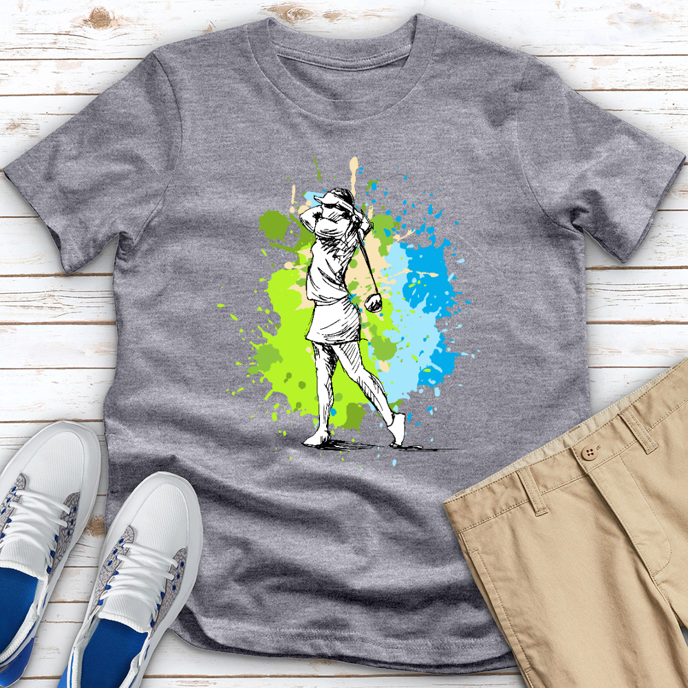 Female Golfer 4 Heathered Tee