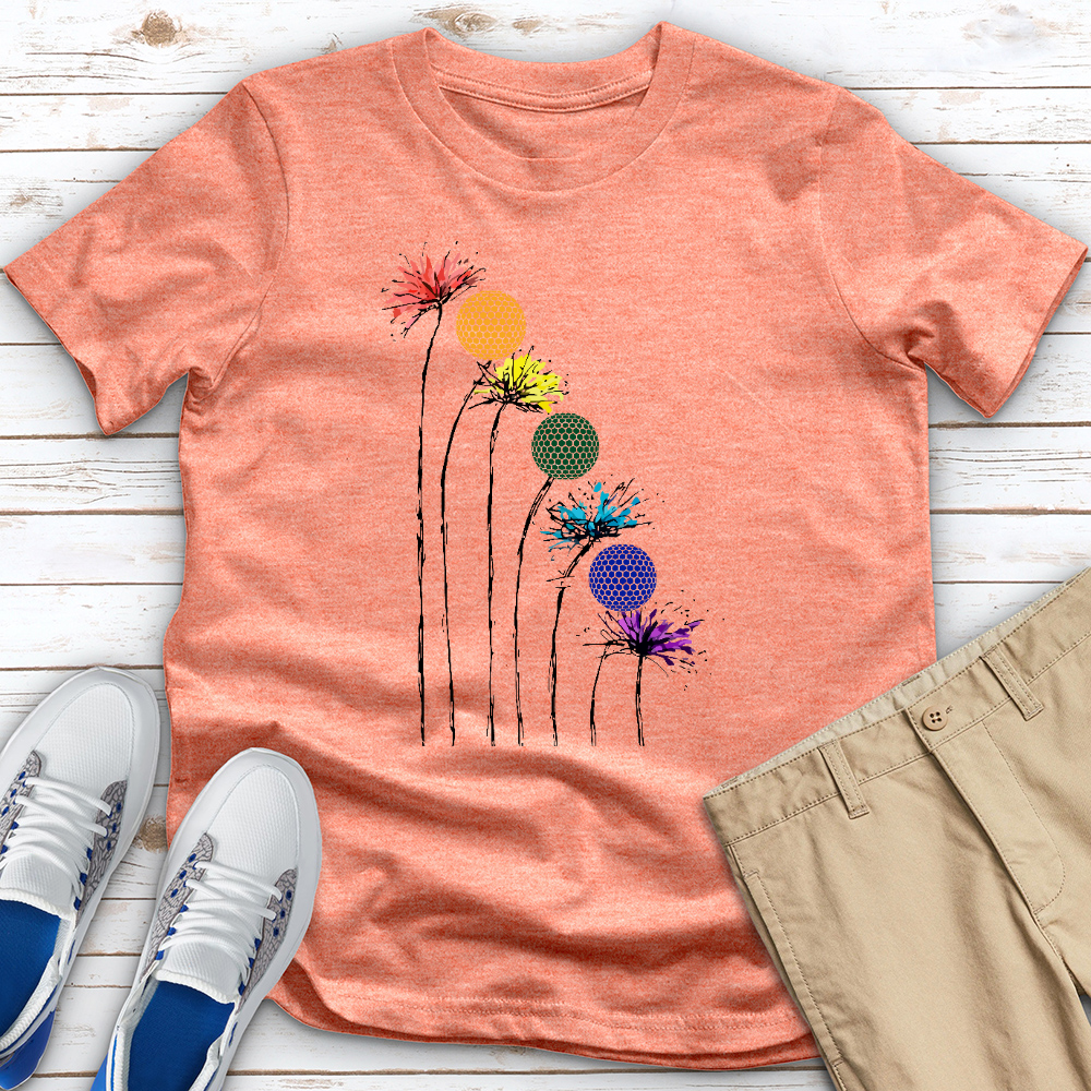 Rainbow Dandelion Golf Heathered Tee