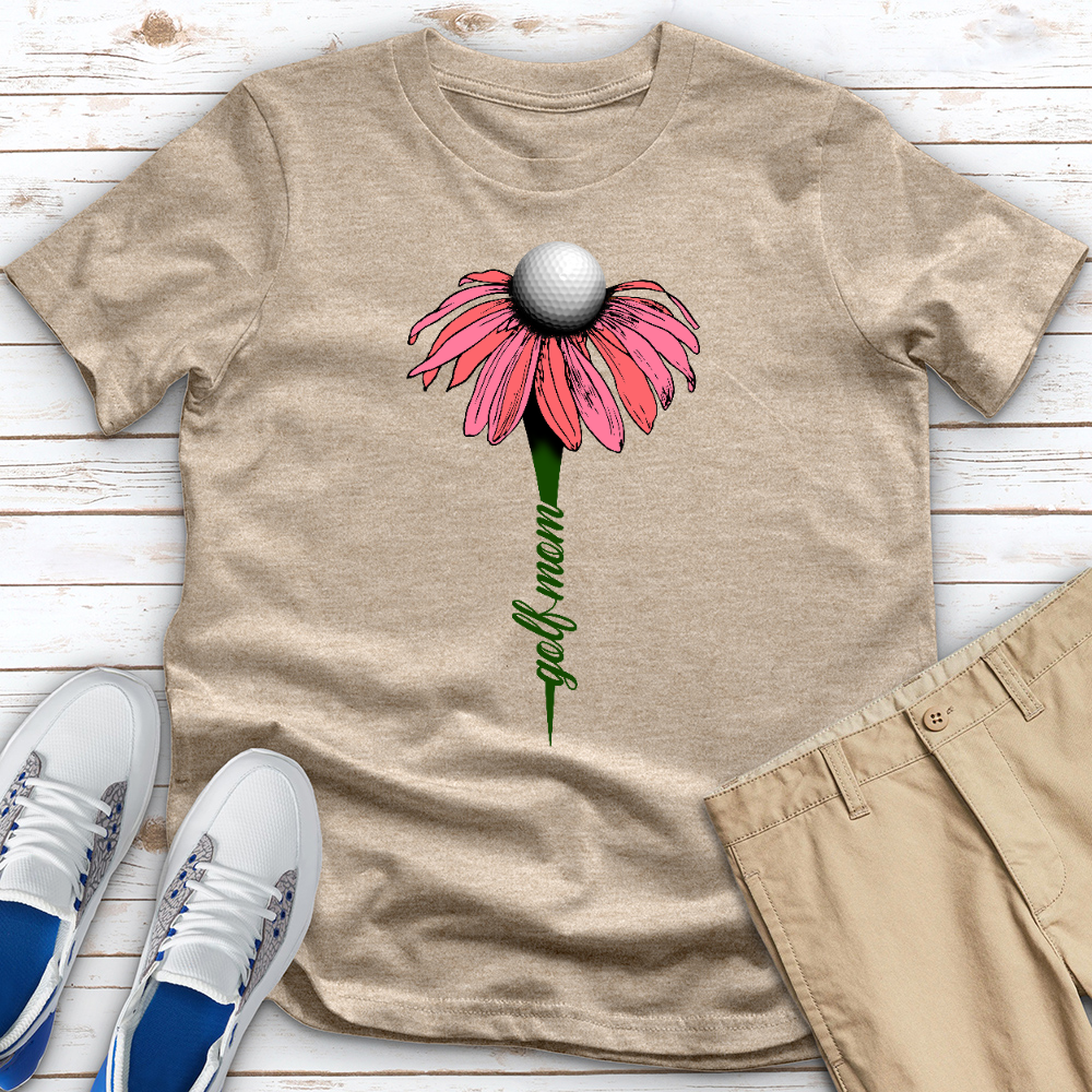 Golf Mom Flower Heathered Tee