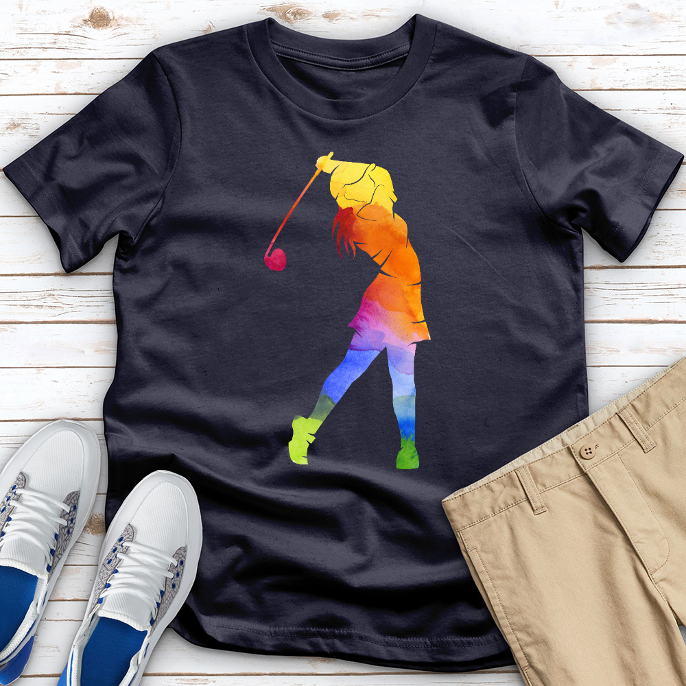 Watercolor Female Golfer 2 Tee