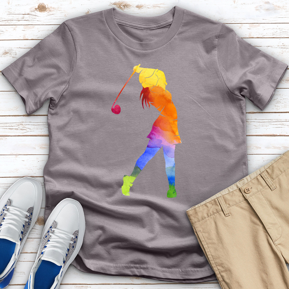 Watercolor Female Golfer 2 Tee