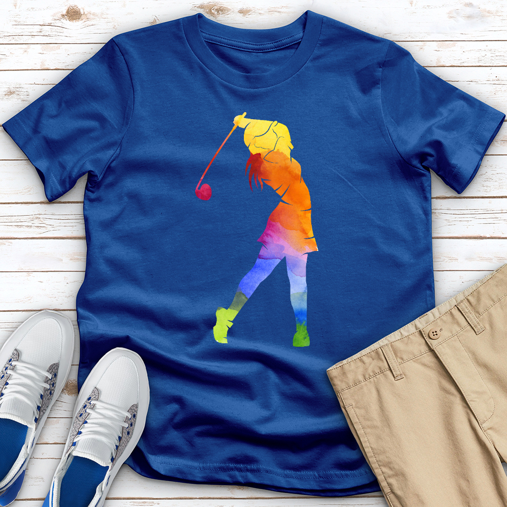 Watercolor Female Golfer 2 Tee